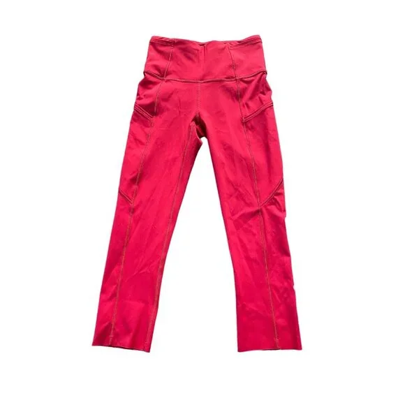 Lululemon Fast Free Crop II 19" Womens High-Waisted Leggings Size 2 W6BCUS Red - Picture 10 of 11